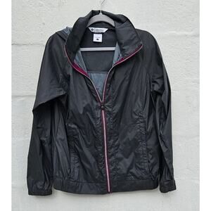 Columbia Jacket Womens Large Gray Hooded Packable Omni Shield Full Zip Rain Coat